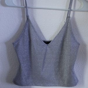 Light Blue Sparkle Crop cami top